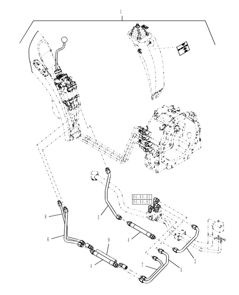 Diagram of all the parts for the TC55DA-07.06.01 - HYDRAULIC LOADER NOISE REDUCTION KIT - 87318975 at BRIM:Parts.