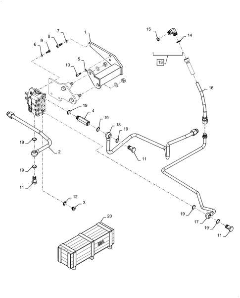 Workmaster 60 - DIA KIT, 1 MID-MOUNT CONTROL VALVE, LINES