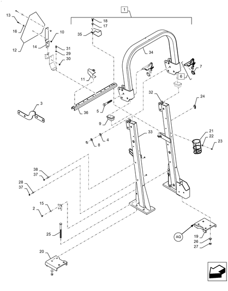 Workmaster 60 - ROLL, OVER PROTECTIVE STRUCTURE ASSEMBLY