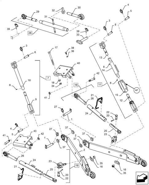 Workmaster 70-37.100.AF[02] - VAR - 338516081, 696099013, 696099014, HITCH, ASSY, LINK, FLEX ENDS, 48.5HP ; (Var) 338516081, 696099013, 696099014