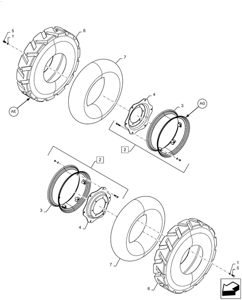 Workmaster 70-44.511.AE[09] - VAR - 337915081, WHEEL ASSY, FRONT, 4WD, 8.3X24, TT ; (Var) 337915081