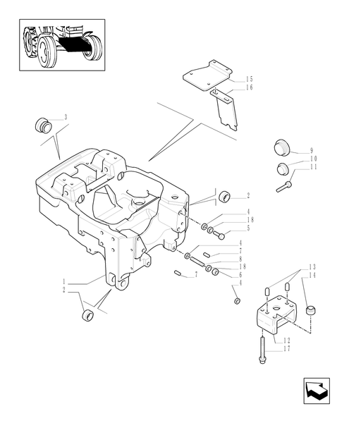 TM120-1.21.3[01] - (VAR.420) 4WD FRONT AXLE WITH SUSPENSIONS AND ''TERRALOCK'' -SEMI POWER SHIFT - SUPPORT FOR FRONT AXLE