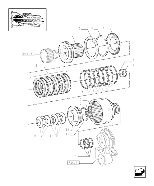 TM120-1.28.7/03[03] - (VAR.281) FULL POWER-SHIFT TRANS. 18X6 (40 KPH-4WD) AND 17X6 (30 KPH) - CLUTCH ENGAGEMENT