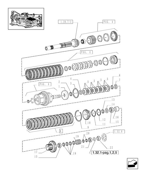 TM120-1.32.1/03[05] - (VAR.281) FULL POWER-SHIFT TRANS. 18X6 (40 KPH-4WD) AND 17X6 (30 KPH) - CENTRAL REDUCTION GEARS