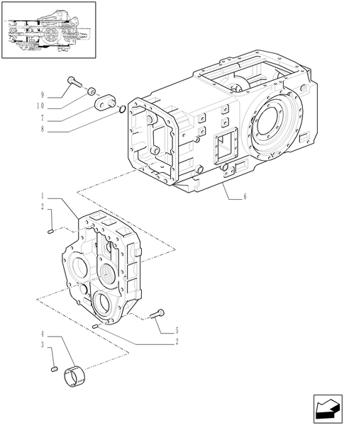 TM120-1.21.0/04[03] - (VAR.281) FULL POWER-SHIFT TRANS. 18X6 (40 KPH-4WD) AND 17X6 (30 KPH) - HOUSING , GEARS