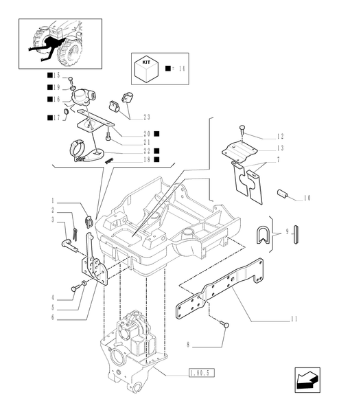 TM120-1.21.1/05 - (VAR.780-781) LIFT AND FRONT PTO (WITH 6 -21 SPLINES) CCLS - GUARDS FOR FRONT AXLE SUPPORT