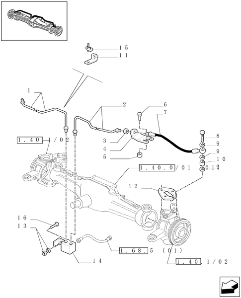 TM120-1.40.1/09[02] - (VAR.316) CLASS 3 FRONT AXLE WITH BRAKE - BRAKE