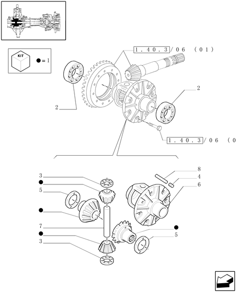 TM120-1.40.3/07[01] - (VAR.420) 4WD FRONT AXLE WITH SUSPENSIONS AND ''TERRALOCK'' - SEMI POWER SHIFT - DIFFERENTIAL