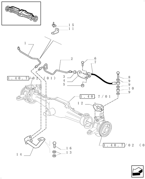 TM120-1.40.7/13[03] - (VAR.463/1) 4WD FRONT AXLE WITH SUSPENSIONS, BRAKE, TERRALOCK, F.P.S. - BRAKES