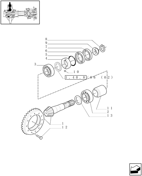 TM120-1.40.8/06[01] - (VAR.518) CLASS 4 4WD FRONT AXLE WITH TERRALOCK - BEVEL GEAR PAIR