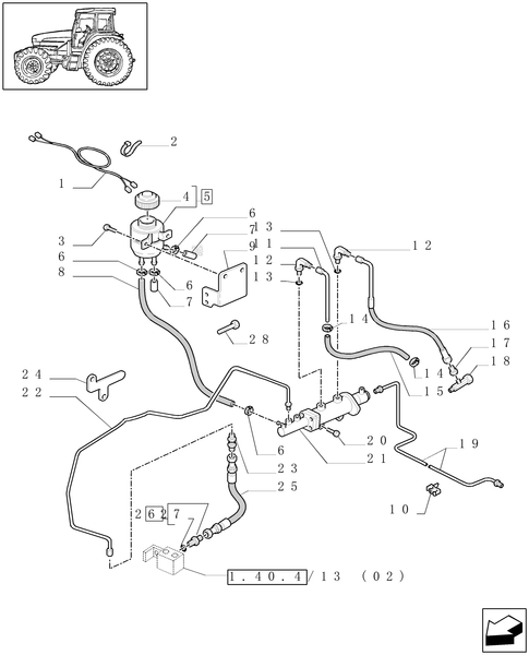 TM120-1.68.5/01[02] - (VAR.452) 4WD FRONT AXLE WITH BRAKES FOR TERRALOCK - BRAKE PIPES