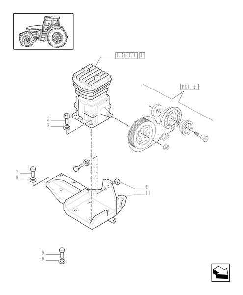 TM120-1.68.6/01[01] - (VAR.385) TRAILER AIR BRAKE GERMANY - BRACKET FOR AIR COMPRESSOR