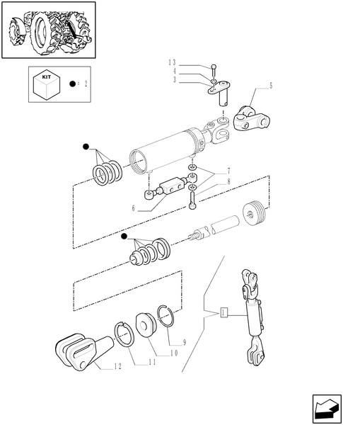 TM120-1.89.6/09A[01A] - (VAR.900) HYDR. ADJUST. OF RIGHT TIE-ROD AND 3 POINT LINK FOR CLOSED CCLS CENTRE - TIE-ROD - D5165