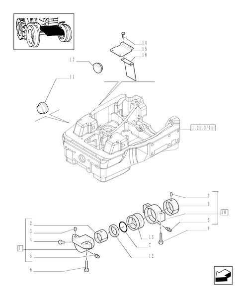 TM140-1.21.1/11 - (VAR.519-520) CLASS 4 4WD FRONT AXLE WITH SUSPENSIONS AND ''TERRALOCK'' - SUPPORT