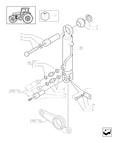 TM140-1.21.3/02[03] - (VAR.463) 4WD FRONT AXLE WITH SUSPENSIONS, FULL POWER SHIFT - CYLINDER