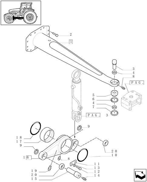 TM140-1.21.3/03[02] - (VAR.463/1) 4WD FRONT AXLE WITH SUSPENSIONS, BRAKE, TERRALOCK, F.P.S. - ARM AND SUSPENSIONS