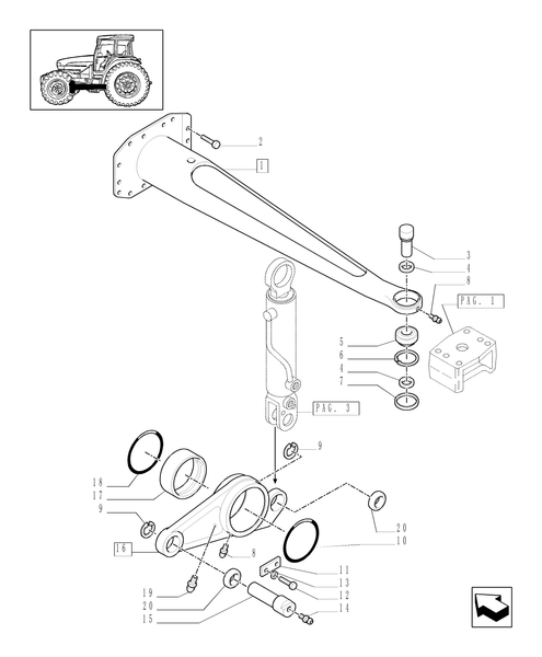 TM140-1.21.3/04[02] - (VAR.519-520) CLASS 4 4WD FRONT AXLE WITH SUSPENSIONS AND ''TERRALOCK'' - ARM AND SHOCK-ABSORBE