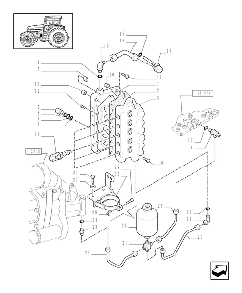TM140-1.29.6/02[01] - (VAR.281) FULL POWER-SHIFT TRANS. 18X6 (40 KPH-4WD) AND 17X6 (30 KPH) - HYDRAULIC GEARBOX CONTROL
