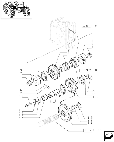 TM140-1.32.8/01[03] - MECHANICAL GEAR BOX 20X16 (40 KM/H) / PUMPS FOR HYDRAULIC SYSTEM AND LIFT