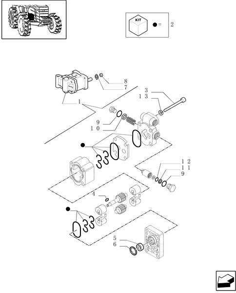 TM140-1.32.8/01B - PUMP BREAKDOWN FOR HYDRAULIC SYSTEM AND LIFT - C5531