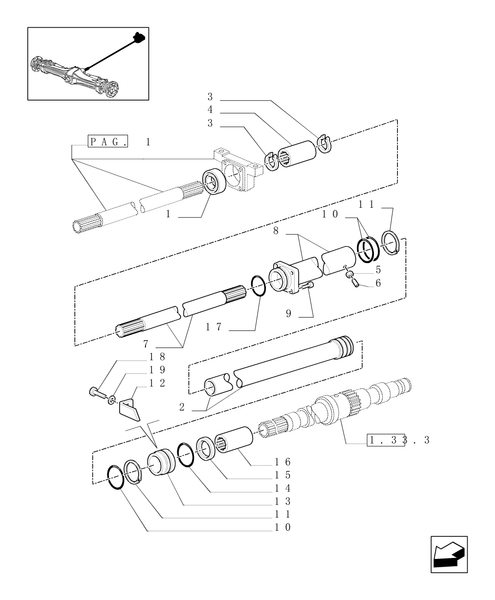 TM140-1.38.5/02[02] - (VAR.449) PADDY FIELD VERSION - FRONT AXLE PROPELLER SHAFT (4WD)