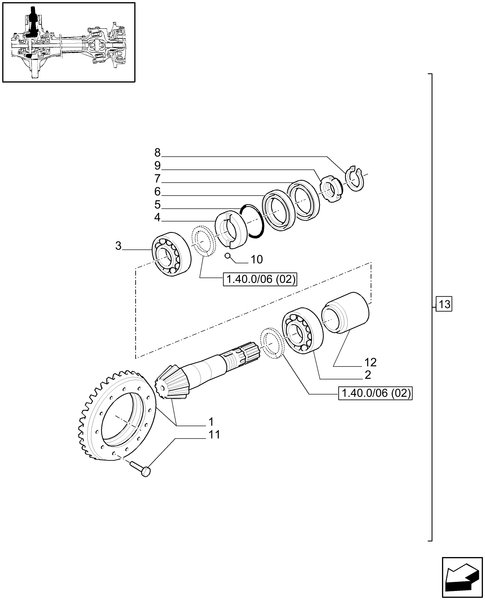 TM140-1.40.0/06[01] - 4WD FRONT AXLE - BEVEL GEAR PAIR