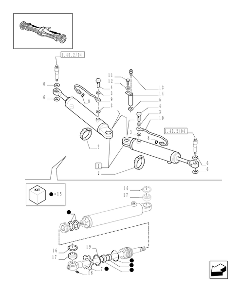 TM140-1.40.10/12 - (VAR.521) CLASS 4 4WD FRONT AXLE SUPERSTEER WITH ''TERRALOCK'' - HYDRAULIC  STEERING CYLINDER