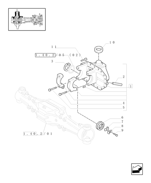 TM140-1.40.2/05[01A] - (VAR.416) SUPERSTEER FRONT AXLE - SUPPORT - 4WD - D5417
