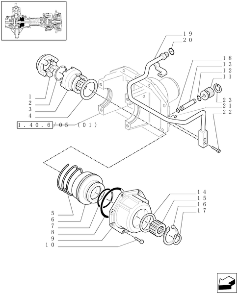 TM140-1.40.6/09[01] - (VAR.463) 4WD FRONT AXLE WITH SUSPENSIONS, FULL POWER SHIFT - HYDRAULIC DIFFERENTIAL LOCK