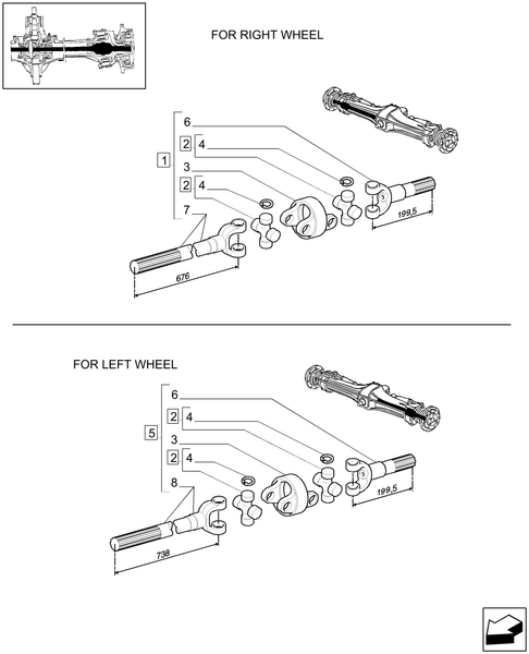 TM140-1.40.6/10A - (VAR.463) 4WD FRONT AXLE WITH SUSPENSIONS, FULL POWER SHIFT - ARTICULATED HALF-AXLE
