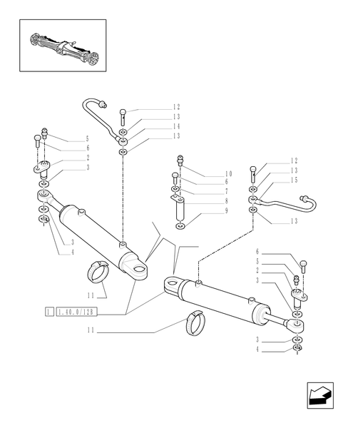 TM140-1.40.8/12 - (VAR.518) CLASS 4 4WD FRONT AXLE WITH TERRALOCK - HYDRAULIC STEERING CYLINDER