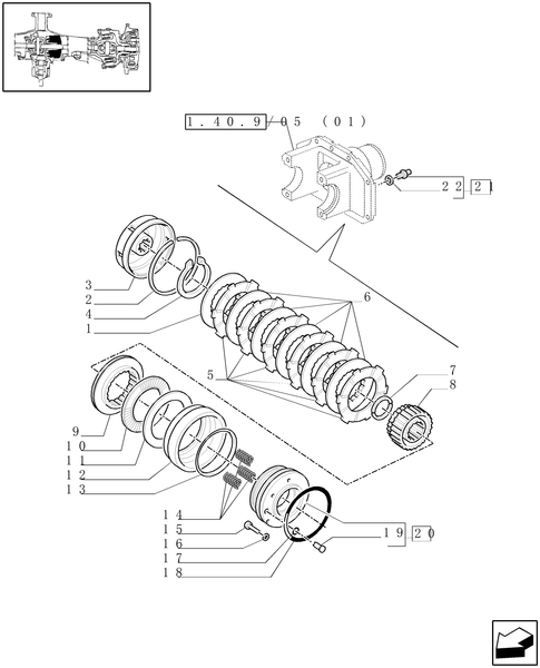 TM140-1.40.9/09 - (VAR.519-520) CLASS 4 4WD FRONT AXLE WITH SUSPENSIONS AND TERRALOCK - HYDRAULIC DIFFERENTIAL LOCK
