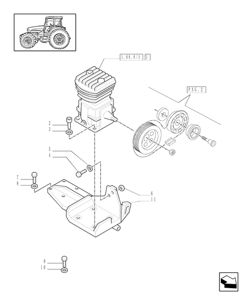 TM140-1.68.6[01] - (VAR.178) TRAILER AIR BRAKE UK - BRACKET FOR AIR COMPRESSOR