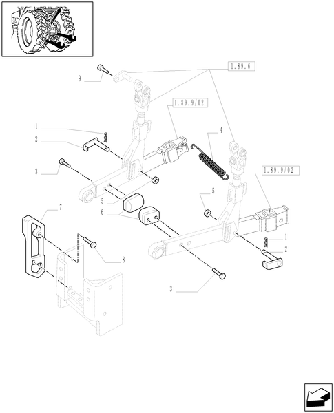 TM140-1.89.6/03[01] - (VAR.881) IMPLEMENT CARRIER (TELESCOPIC ARMS) 2/3 CAT. AND ANTI-SHACKE PLATES