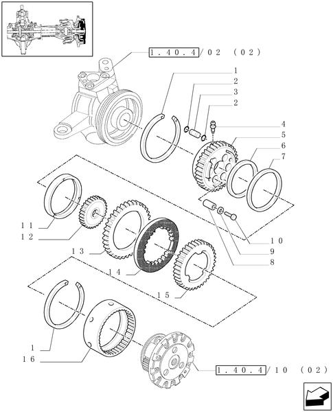 TM175-1.40.4/13[03] - (VAR.452) 4WD FRONT AXLE WITH BRAKES FOR TERRALOCK - BRAKES