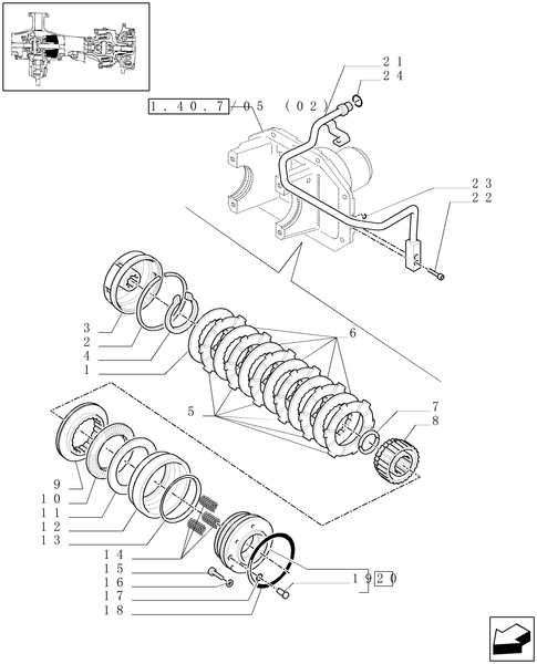 TM175-1.40.7/09[02] - (VAR.463/1) 4WD FRONT AXLE WITH SUSPENSIONS, BRAKE, TERRALOCK, F.P.S. - HYDRAULIC DIFFERENTIAL LOCK