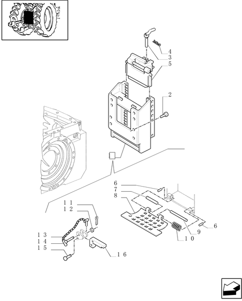 TM175-1.89.5 - (VAR.887) ROTARY HITCH SUPPORT ON PITON SKIDS