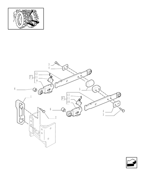 TM175-1.89.6/04[01] - (VAR.881/1) IMPLEMENT CARRIER (TELESCOPIC ARMS) 2/3 CAT. AND ANTI-SHACKE PLATES - C5302