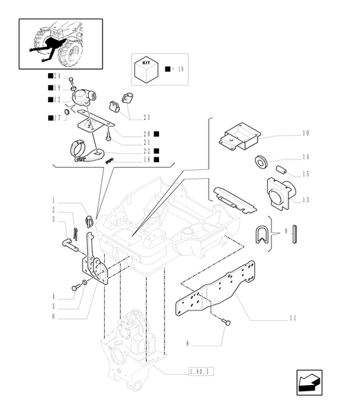 TM190-1.21.1/07 - (VAR.780-781) LIFT AND FRONT PTO WITH 21 CCLS GROOVES FOR AXLE WITH SUSPENSIONS - GUARDS