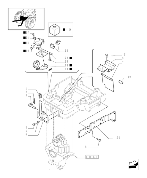 TM190-1.21.1/09 - (VAR.789) FRONT HYDRAULIC LIFT FOR CCLS FOR AXLE WITH SUSPENSIONS - GUARDS