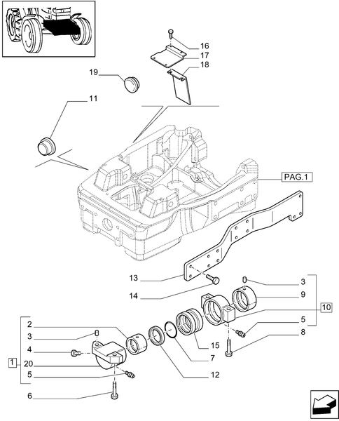 TM190-1.21.1/02[03] - SUPPORT FOR 4WD FRONT AXLE