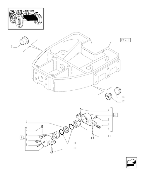 TM190-1.21.1/04[02] - (VAR.416) SUPPORT FOR 4WD SUPERSTEER FRONT AXLE