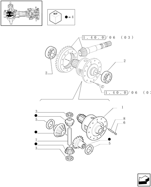 TM190-1.40.0/07[02] - 4WD FRONT AXLE - DIFFERENTIAL LOCKING