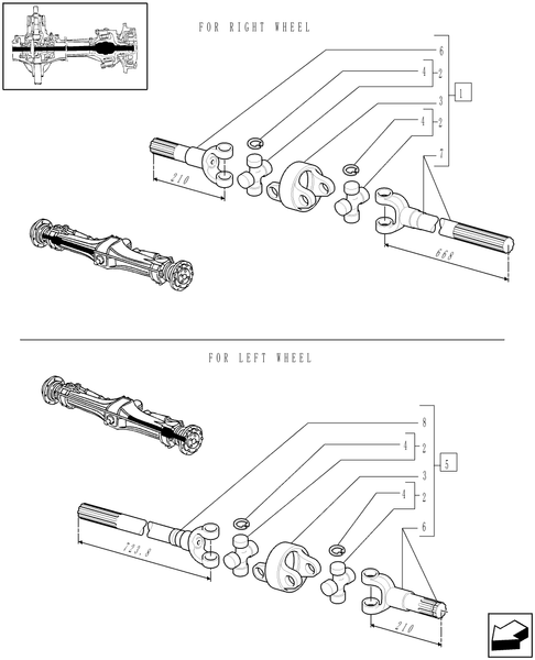 TM190-1.40.0/10C - 4WD FRONT AXLE - AXLE-SHAFT ARTICULATED - BREAKDOWN