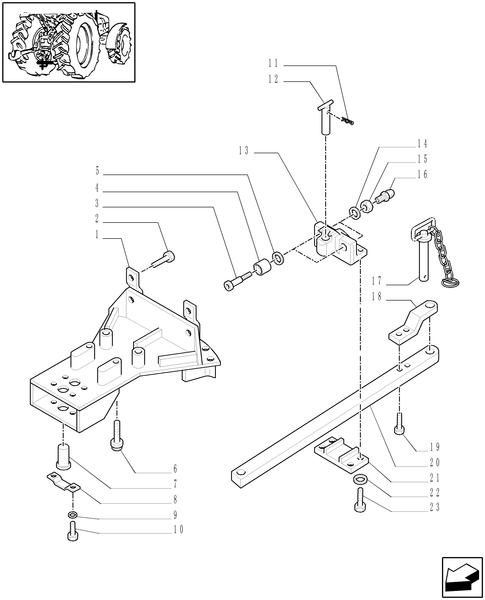TM190-1.89.0/01[01] - (VAR.910) TOW-BAR WITH ROLLERS - C6098