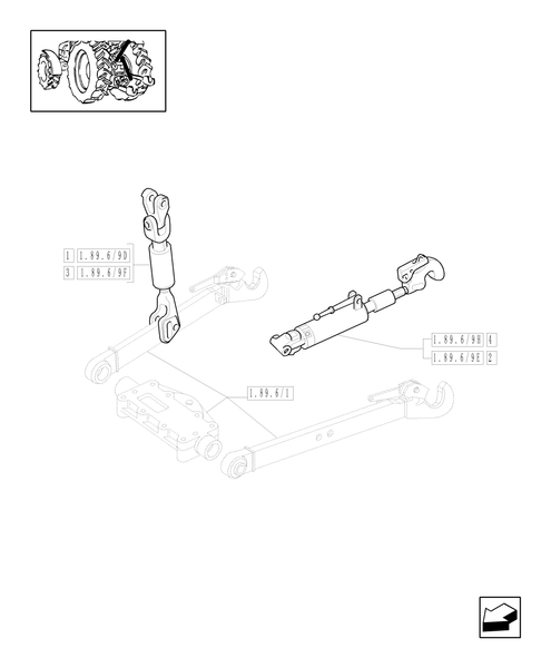 TM190-1.89.6/09[02] - (VAR.900) HYDRAULIC ADJUSTMENT OF RIGHT TIE-ROD FOR CLOSED  CCLS CENTRE - TIE-ROD AND CYLINDER