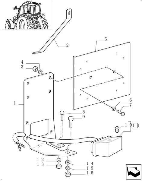 TM190-1.98.3/01 - (VAR.965) LICENSE PLATE LAMP & SUPPORT, MOUNTING ON MUDGUARD