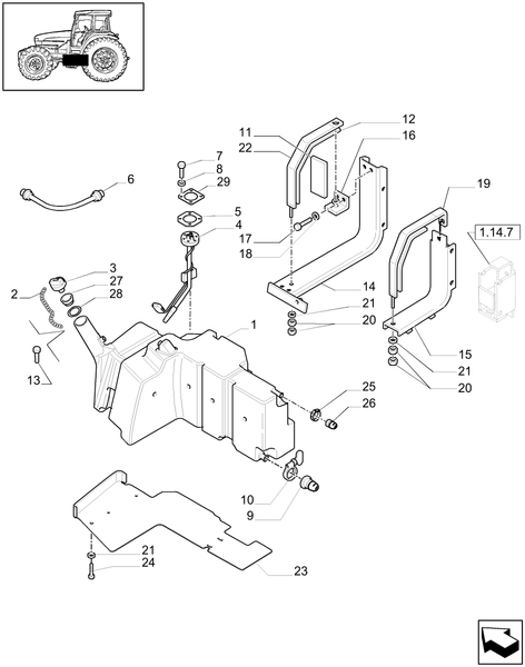 T6010 PLUS-1.14.0[01] - STD + VAR - 330142 - FUEL TANK FOR SUPERSTEER AND RELATED PARTS - END YR 23-SEPT-2009 ; (Prod Date) Before 23-Sep-2009