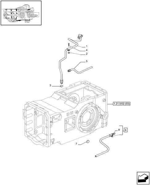 T6010 PLUS-1.21.0/04[02] - VAR - 330247 - TRANSMISSION 17X16 (50 KM/H) SPS - TRANSMISSION HOUSING RELATED PIPES