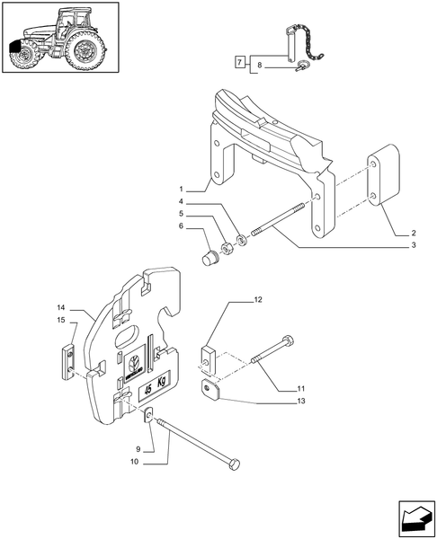 T6010 PLUS-1.21.5/05 - VAR - 331220 - SUPPORT AND WEIGHT FOR SUPERSTEER FRONT AXLE - END YR 20-AUG-2007 ; (Prod Date) Before 20-Aug-2007